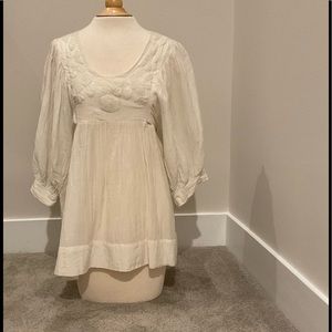 MNG Suit Peasant Blouse Long Sleeve, Ivory Color, Size S.